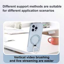 1 قطعة حامل خاتم للأصبع فائق النحافة بتصميم لاصق ذاتي، شعور مستدير، حامل هاتف محمول قابل للطي. قطعة مغناطيسية على شكل حرف C يمكن استخدامها مع الملحقات المغناطيسية، تصميم قابل للطي لا يشغل مساحة، حامل وزينة للهاتف الذكي - متعدد الألوان - مشاهدة 6