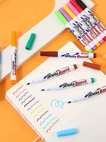 Set de 8 piezas/12 piezas de pinceles mágicos de pintura de agua con tinta flotante, marcadores de colores mixtos, adecuados para pintura, manualidades DIY variadas (colores aleatorios) Un regalo divertido, Set de arte creativo mágico oscuro de pintura de agua - /Pigmentos de acuarela para adultos, difusor de páginas, bolígrafo fuente de arte de pintura, pintor magnético, diseño artesanal popular con encuadernación decorativa de onda azul y dorada, experiencias ideales sin citas