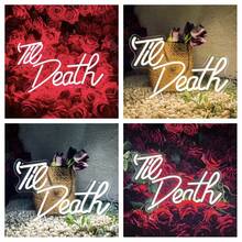 1pc Til Death Neon Sign, USB Wedding Neon Sign Custom Neon Sign, Home Neon Sign, Room Decoration Bedroom Lighting Valentine's Day Gift Lamp