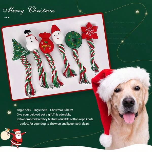 Christmas Pets Toys, Cotton Rope Plush Toys, Cats Toys, Dogs Voice Toys