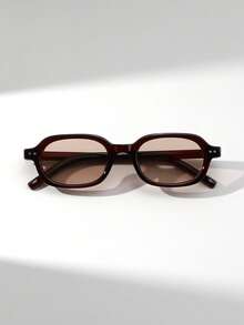 1 Pair Women's Oval Retro Small Frame Thick Rivet Versatile Street Style Fashion Fashion Glasses, Suitable For Parties, Gatherings, And Runway