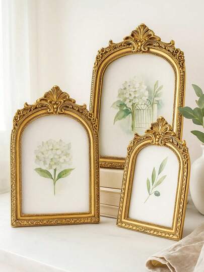 Vintage Gold Ornate Decorative Photo Frame – Baroque Style Picture Frame For Tabletop Display, Living Room & Bedroom Home Decor | Elegant Golden Frame Gift For Wedding, Anniversary & Holiday (Single Piece, Not A Set)