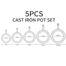 3/4/5PCS Cast Iron Skillet, Frying Pan With Drip Spout, Pre-Cooked Oven Cookware, Indoor And Outdoor Cooking For Camping, Grilling, Restaurant Chef Quality