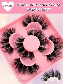 3 Pairs Full False Eyelashes Super Fluffy Volumized Eyelashes Dramatic Look 3D Wispy Faux Mink Lashes