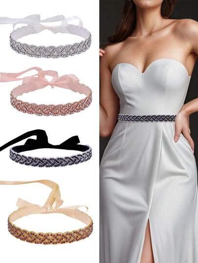 حزام خصر مرصع بالراين ستون فاخر مصنوع يدويًا، حزام عروس مزين بالكريستال، حزام خصر مرصع بالماس أنيق، حزام فستان زفاف على الطراز الأوروبي والأمريكي، بائع ساخن في عيد الهالوين، ضروري للزفاف