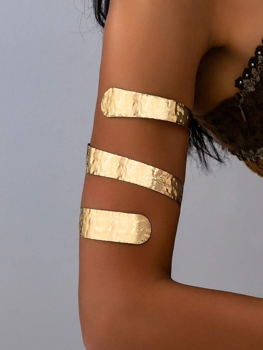 1pc Retro Middle Eastern Exaggerated Punk New Metal Wide Cuff, 3-Layer Water Drop 3-Layer Wrapped Opening Women's Sexy Bracelet, Suitable For Fashionable Women Street Photography, Beach Holiday, Sexy Party Jewelry - 3-layer Wrap Armband - View 1