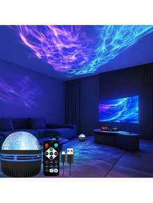 1 pieza Proyector de olas - Alimentado por USB con efecto de olas, control remoto, ajustable, crea ambiente de olas oceánicas, adecuado como juguete, regalo, presente de cumpleaños, para sala de juegos, dormitorio, sala de estar, decoración de fiesta