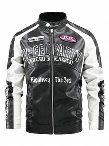 TAI TONG MIAO Men's Letter Print Long Sleeve Casual Fashion Jacket