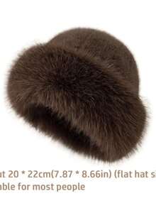 Winter Thick Warm Furry Beanies Hat Women Fashion Imitation Mink Fur Russian Cap Solid Color Plush Brimless Cap Brimless Ski Hat Hair Sleep Cap - Multicolor - View 2