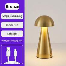 مصباح فطر بتصميم LED حديث قابل للشحن بلمسة، ثلاثي الألوان، مع بطارية ليثيوم بوليمر قابلة للشحن، مناسب لغرفة المعيشة والنوم والمطبخ والبار، مثالي لأجواء عيد الميلاد وعيد الهالوين - مصباح مكتبي قابل لإعادة الشحن - مشاهدة 5