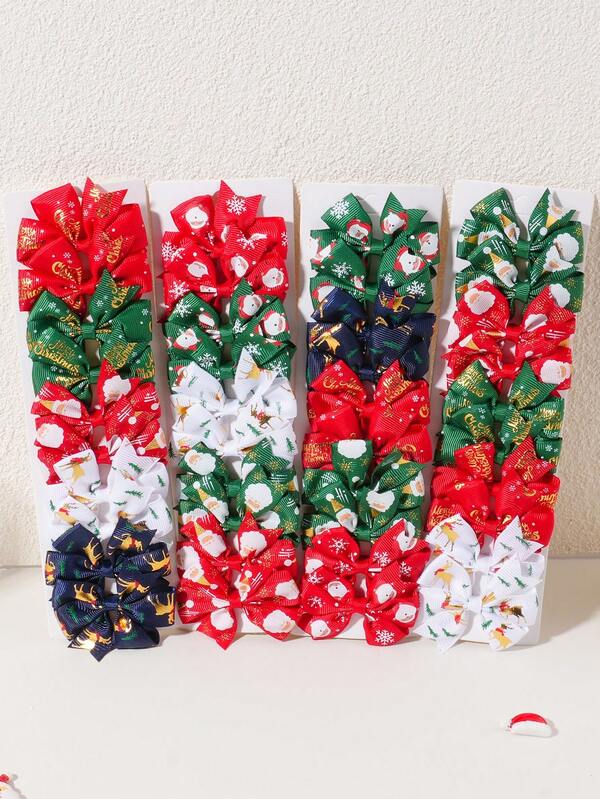 10 buc cleme de păr cu fundă în stil de Crăciun, accesorii de păr casual drăguțe pentru fete, petrecere de sărbători, set cadou în culori mixte