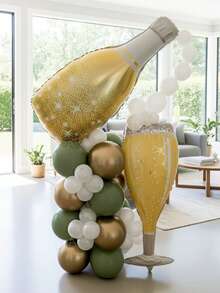 50 Stücke/Set riesige Champagner Bierkrug Jubelballons aus Aluminiumfolie, Aluminiumfolie Flaschenballons geeignet für Bier Themen Damen und Herren Geburtstag, Junggesellenabschied, Jahrestag, Abschlussfeier Dekorationen, Feiertags Zubehör, 10 Zoll Avocado Grün Perlweiß Gold Latex Ballons geeignet für Geburtstags Party Dekoration Ballons - Verschiedenfarbig - Übersicht 10