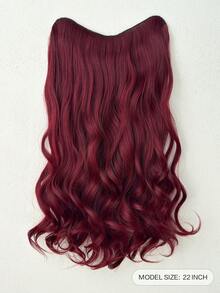 22-Inch V-Shaped Red Water Wave Synthetic Hair Wig, Heat-Resistant Fiber Material, Suitable For Women And Girls To Wear For Parties And Daily Use - Burgundy - View 3