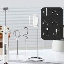Nuevo espumador de café eléctrico J-17, espumador de leche eléctrico, batidor de leche, 3 cabezales, 3 velocidades, con soporte, recargable por USB, espumador de leche, batidor de huevos, espumador de café, ABS+acero inoxidable 304