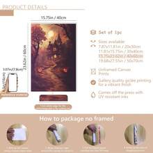 1pc Scary Halloween Canvas Art - Pumpkin And Poster, Gothic Vintage Wall Decor, Retro Yard And Church Tombstone Design, Unframed, Suitable For Home Decor, Room Decor, Bedroom Decor, Living Room Decoration, Bathroom Decor - Halloween Autumn Wall Decor, Optional Wall Art With Frame