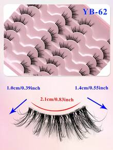 ENCHUW 16对半睫毛透明带柔软自然纤细猫眼仿貂睫毛化妆蓬松半眼假睫毛 - 黑色 - 查看 2