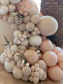 132pcs Cream Beige Balloon Garland Arch Kit Baby Shower Decor Blush Apricot Ballon Kids Birthday Decoration Wedding Engaged Baptism Party - As Picture - View 5