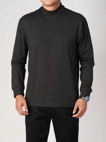 Camiseta de manga larga con cuello de tortuga para hombre, adecuada para uso casual al aire libre, primavera/otoño