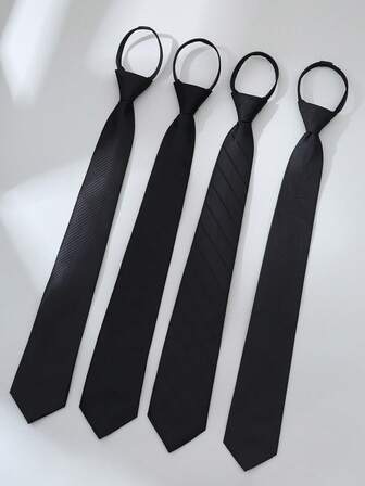 1 corbata de hombre, corbata a rayas con cremallera negra, de moda y versátil, adecuada para combinar con camisas uniformes, trajes, corbatas casuales y ropa de negocios