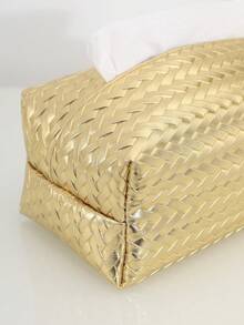 1pc/2pcs Gold Herringbone Embossed Pattern Paper Towel Holder Box, PU Leather Octagonal Bread Shape Waterproof Paper Towel Bag, Modern Minimalist Wheat Ear Design Paper Towel Dispenser For Living Room, Bedroom, Bathroom, Kitchen, Hotel, Bar, Cafe, Office, Outdoor Party - Gold - View 8