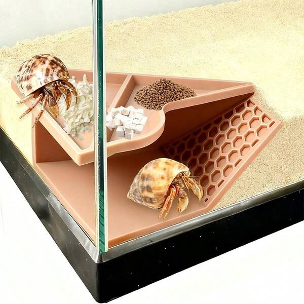 Hermit Crab Tunnel Cave Corner, Hermit Underground Crab Climbing Tank Accessories Decor Hide, Hermit Crab Lizard Chameleon Hamster Decoration Accessories Supplies Toys Ornaments-Sandy Color