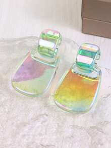 1 Pair Minimalist Candy Color Geometric Round Drop Earrings, Elegant Resin Earrings Jewelry Gift For Women, Girls, Suitable For Daily Wear, Party, Travel