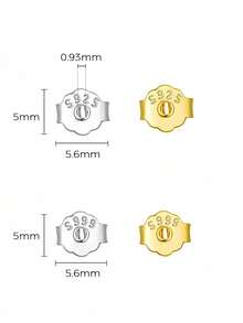 925 Silver Hypoallergenic Earring Backs Replacements(0.55cm/0.217in), 18K White Gold Plated Secure Push Earring Backs For Studs With Box - 5.5mm Behind-the-ear - View 7