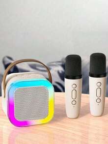 Portable Speaker With LED Lights, Sound And Microphone - White - View 3