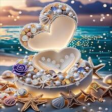 1 Set 5D DIY Diamond Painting Kit - Romantic Seascape, Waterfall, Starfish, Turtle Patterns, Partial Diamond Crystal Canvas, Frameless Mosaic Craft, Suitable For Home Office Decor - Multicolor - View 17