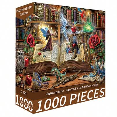 1 Box Of 1000-Piece Jigsaw Puzzle Toy, Size 70cm*50cm, Oil Painting Landscape & Cartoon Patterns, Adult Stress Relief, Decorative Art, Suitable For Halloween, Christmas, Birthday Gift