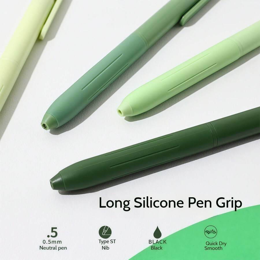 4pcs/Set Gradient Gel Pens, Retractable Ballpoint Pens, 0.5mm Tip, Black Ink, Quick-Drying, Smooth Writing - For School, Business, Documents, Office, Diary, Writing, Notes, Suitable For Students, Office Workers, Teachers, School Supplies, Stationery, Learning Supplies.