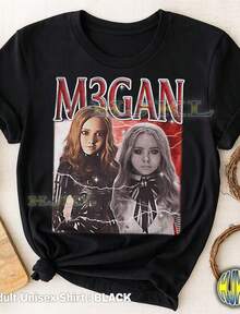 M3GAN Bootleg Shirt, M3GAN Vintage Tee, M3GAN 90s Tshirt, M3GAN Retro Tee, M3GAN Classic Throwback, AI, Scary, Character - màu đen - Xem 1