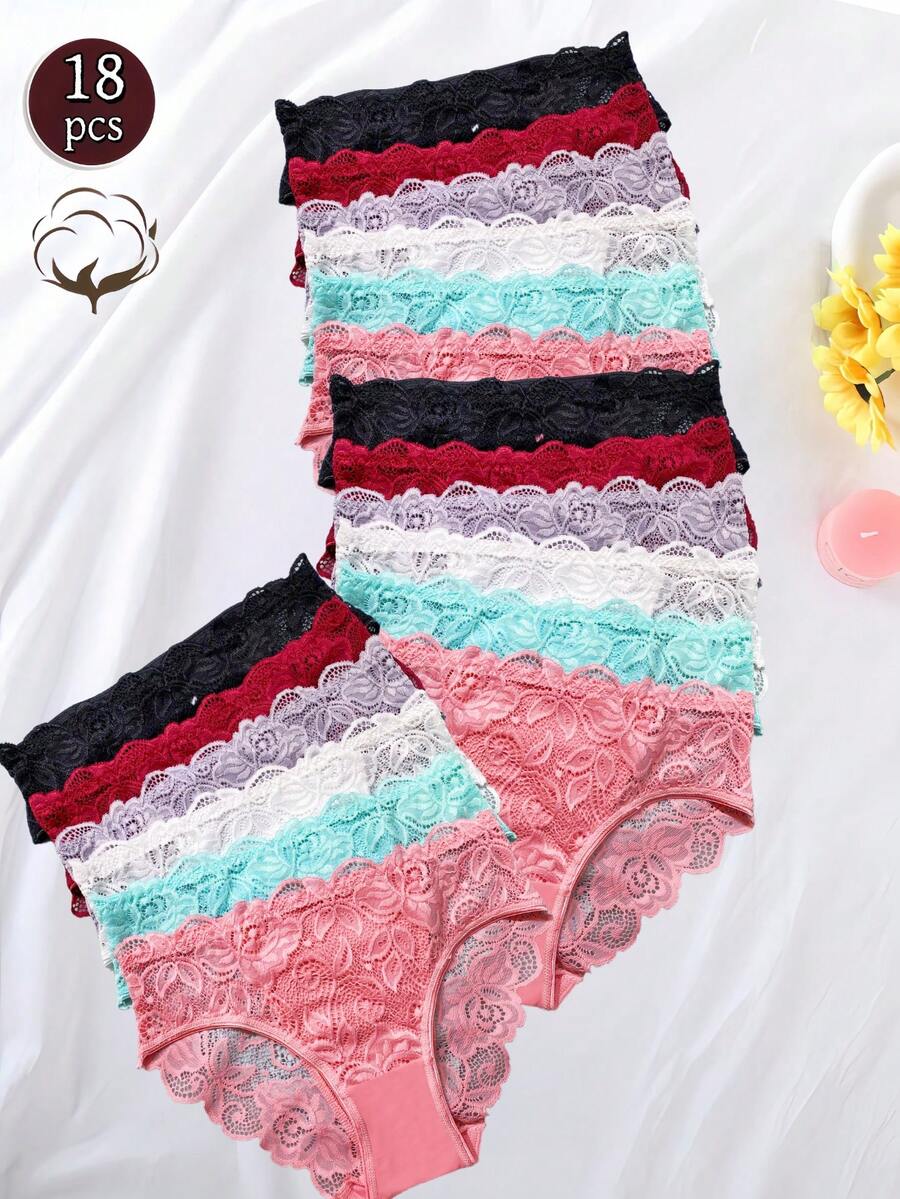 6/12/18 Pack Women's Cotton Stretch Lace Bikini Panties Multipack Breathable Soft For Valentine's Day Halloween Parties Dates Womenswear Bridal 2 Piece Sets Women,Outfits,Matching Pajama Set Couple,Halloween Costumes For Women>Sexy,Halloween Costumes For Women,Fallhalloween Costumes Tights - 彩色 - 查看 1