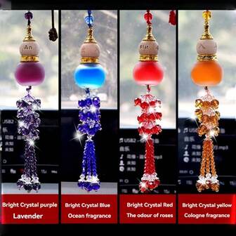 1个水晶葫芦香水汽车内饰挂饰，车辆悬挂装饰品，汽车装饰除臭香薰，新款汽车除臭剂及装饰配件，汽车空气清新剂，生日、节日、圣诞节礼物汽车空气清新剂汽车配件