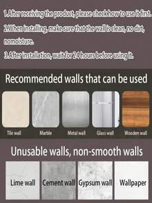 1/2 Pieces Black Bathroom Shelf, Large Capacity Wall Mounted, No Drilling Required, Wall Mounted Shower Shampoo Holder, Bathroom Towel Rack, Wall Mounted Rectangular Bracket, Stick-On Bathroom Shower Rack, Suitable For Bathroom And Kitchen