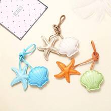 New Shell Pendant Keychain Starfish Pendant Bag Car Keychain Couple Pendant - Pink + Khaki - View 7