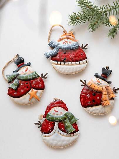 1 pieza Decoración colgante de muñeco de nieve de hierro vintage, Adorno para árbol de Navidad, Manualidad para decoración navideña del hogar, Fiesta festiva, Centros de mesa, Regalos del Día de San Valentín, Decoración de mesa, Decoración de boda, Decoración navideña de habitación