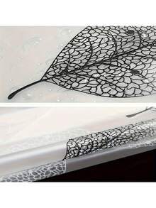 ستارة حمام من البولي إيثيلين الفينيل المقوى بنمط الأوراق، ستارة حمام سميكة بخطافات مقاومة للصدأ، بدون حاجة لثقب، تأتي مع 12 مشبك تعليق - مثالية لديكور المنزل وعيد الميلاد/هالوين - متعدد الألوان - مشاهدة 10