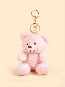 1pc Cute Curly Teddy Bear Plush Animal Keychain, Adorable Fluffy Cartoon Bag Charm, Small Accessory, Phone Strap, Women's Keychain, Couple Keychain, Car Keychain, Key Chain, Backpack Decoration, Birthday Gift, Friend Gift