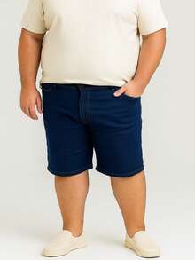 Men's Bermuda Jeans With Plain Elastane - Màu xanh lam - Xem 4