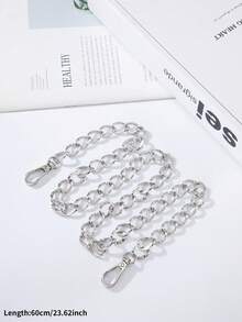 1 pieza Cadena de bolso de acabado mate de aleación de zinc de doble hebra, adecuada para accesorios de bricolaje de bolsos diarios - Plateado - Ver 10