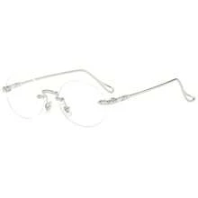 Star Style Retro Frameless Glasses Unisex Daily Versatile Plain Glasses Ins Style Small Round Frameless Glasses - bạc - Xem 6