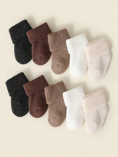 5 pares/pacote de meias de malha quentes para bebês, meninas e meninos, cores doces, inverno