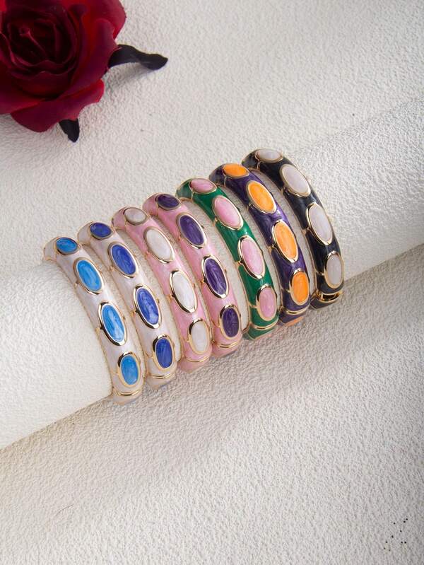 1 pezzo Braccialetto elastico stile boho con effetto sfumato e gocce d'olio, adatto per ufficio, casual, streetwear, festival musicali, gioielli personalizzati, regali per vacanze, matrimoni, San Valentino, Festa della Mamma, compleanni