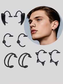 4 أزواج من خواتم الشفاه الزائفة من الفولاذ المقاوم للصدأ للنساء والرجال، خواتم أسنان المصاص، خواتم شفاه قابلة للتعديل بدون ثقب، أقراط أذن بدون ثقب، مجوهرات خاتم الأنف الزائف