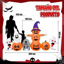 1.8M Calabaza Inflable Decoracin de Halloween, Lindo Decoracin Inflable con el Cuerpo del Crneo y con Luces para Halloween Al Aire Libre Interior del Partido Jardn Csped - 2.7M - Calabaza Fantasma Lápida - Ver 7
