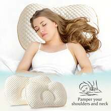 1 Neck Pillow For Pain Relief, Ergonomic Pillow For Sleeping, Ergonomic Orthopedic Pillow For Sleeping, Ergonomic Orthopedic Pillow For Sleeping, Side Sleepers, Back Sleepers,50x30x5cm - 白色 - 查看 1