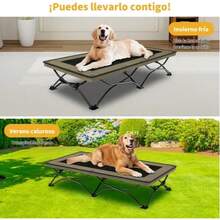Cama Elevada para Perros Razas Extragrandes 116x60x25cm: Soporta 50kg/110Libras, Marco de Acero Antideslizante, Protección,la mamá perruna o los dueños de perros en cualquier ocasión como Navidad o cumpleaños. ¡Perfecta para viajes, campamentos o cualquier aventura fuera de casa! ¡Llévala contigo fácilmente dondequiera que vayas! - Marrón - Ver 8