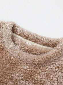 Áo nỉ cổ tròn dáng rộng ấm áp bằng vải lông cừu Polar Fleece dành cho nam, thích hợp cho mùa Thu/Đông. - Màu Khaki - Xem 4
