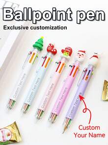6-Color Customized Personalized Ballpoint Pen, 6-In-1 Multicolor Pen, Cartoon Multicolor Neutral Pen, Simple Portable Multifunctional Writing Pen, Cute Retractable Nurse Pen, Colorful Stationery Pen For Students And Office, Can Customize Your Name And Text, Suitable For Diary, Writing Supplies, Ideal For Mother's Day, Birthday, Teacher's Day, Christmas, Halloween Gifts,Office & School Supplies,Xmas Decoration,Smooth Writing Pen - Six-color Push Ballpoint Pen Type a - View 12